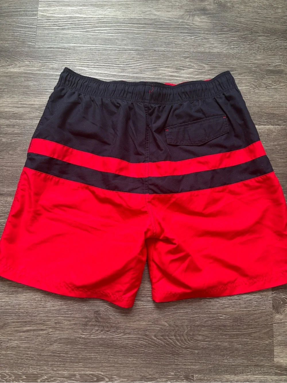 George Red and Black Colorblock Swim Shorts